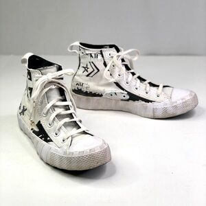 Converse Unt1Tl3D Hi Script Print Black high top sneakers 6